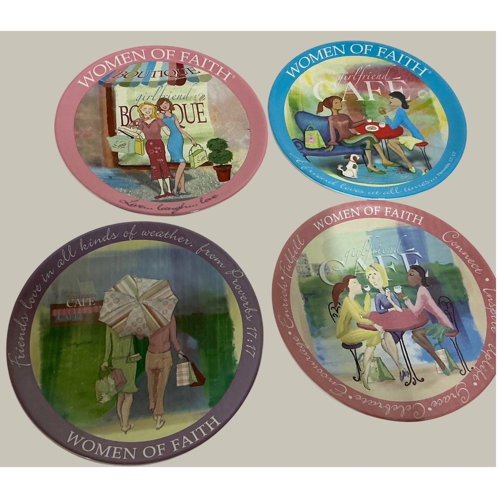 Carpentree Women of Faith Decorative Wall Plates Set of 4 Girlfriend Cafe 6.5"